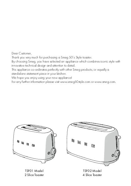 smeg toaster instructions